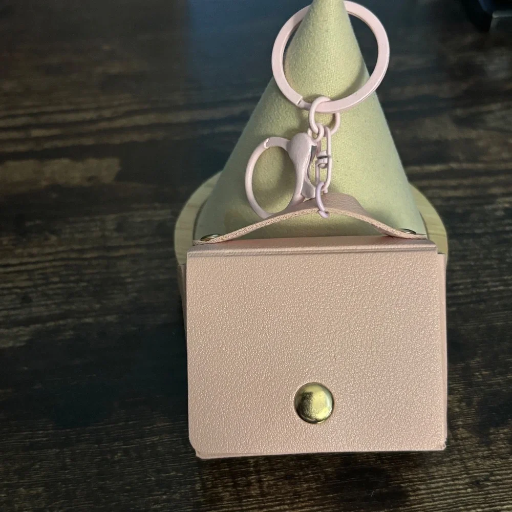 Mini Pink Faux Leather Satchel Keychain Pouch Coin Purse Bag Charm